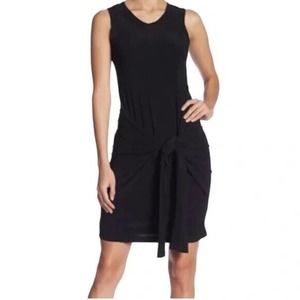 NORMA KAMALI Kulture Black Tie Front Sleeveless Jersey Knit Dress Sheath…